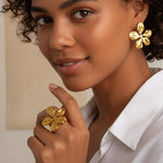 Chunky Gold Flower Ring