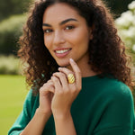 Gold Ribbed Dome Ring