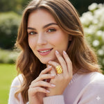 Gold Ribbed Dome Ring