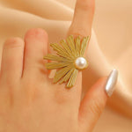 Gold Toned Flower Shaped Ring