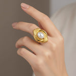 Universe Gold Pearl Sphere Ring