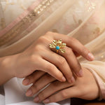 Turquoise Bloom Gold Flower Ring