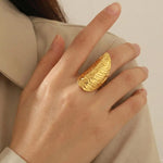 Gold Ridge Dome Ring – Sculptural Knuckle Statement Ring for Women