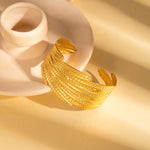 Gold-Tone Feather Leaf Cuff Bracelet for Women