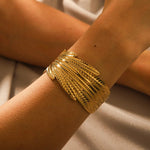 Gold-Tone Feather Leaf Cuff Bracelet for Women