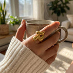 Molten Drop Fleur Gold Statement Ring