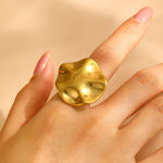 Liquid Petal Gold Dome Ring