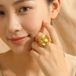 Liquid Petal Gold Dome Ring