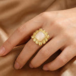 Mother of Pearl Sunburst Square Ring