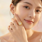 Mother of Pearl Sunburst Square Ring