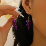 Beaded Grape Cluster Dangle Earrings