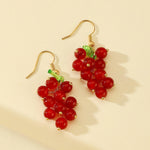 Beaded Grape Cluster Dangle Earrings
