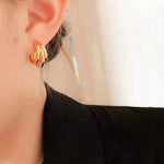 Triple Tube C-Hoop Earrings — Gold & Silver Toned, Two Sizes