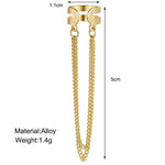 Double Band Ear Cuff with Dual Curb Chain Tassel — Gold & Silver Toned