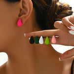 Chunky Matte Teardrop Stud Earrings — 6 Bold Colours