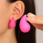 Chunky Matte Teardrop Stud Earrings — 6 Bold Colours