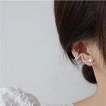 Crystal Zigzag Ear Cuff with Faux Pearl Stud in Gold-Toned Finish