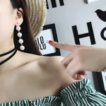 4-Pearl Baroque Chain Long Drop Earrings in Gold-Toned Finish