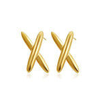 Chunky X Cross Stud Earrings in Gold-Toned Finish