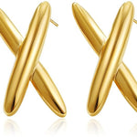 Chunky X Cross Stud Earrings in Gold-Toned Finish