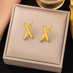 Chunky X Cross Stud Earrings in Gold-Toned Finish