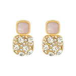 Black Enamel & Pavé Zircon Square Drop Earrings for Women | Gold-Toned Party Wear