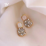 Black Enamel & Pavé Zircon Square Drop Earrings for Women | Gold-Toned Party Wear