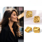 Gold-Plated Chunky Contemporary Studs