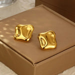 Gold-Plated Chunky Contemporary Studs