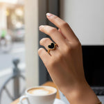 Noir Heart Gold Statement Ring