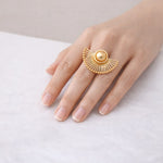 Golden Fan Sunburst Statement Ring