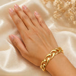 Gold-Toned Chunky Chain Cuff Bracelet – Open Bangle Statement Bracelet