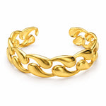 Gold-Toned Chunky Chain Cuff Bracelet – Open Bangle Statement Bracelet
