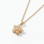 Crystal Flower Rotating Pendant Necklace
