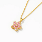 Crystal Flower Rotating Pendant Necklace