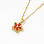 Crystal Flower Rotating Pendant Necklace